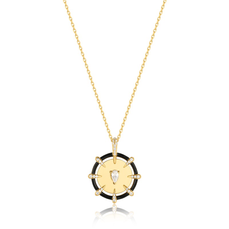 Gold Sparkle Point Medallion Necklace