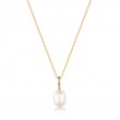Gold Gem Pearl Drop Pendant Necklace