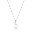 Silver Gem Pearl Drop Pendant Necklace