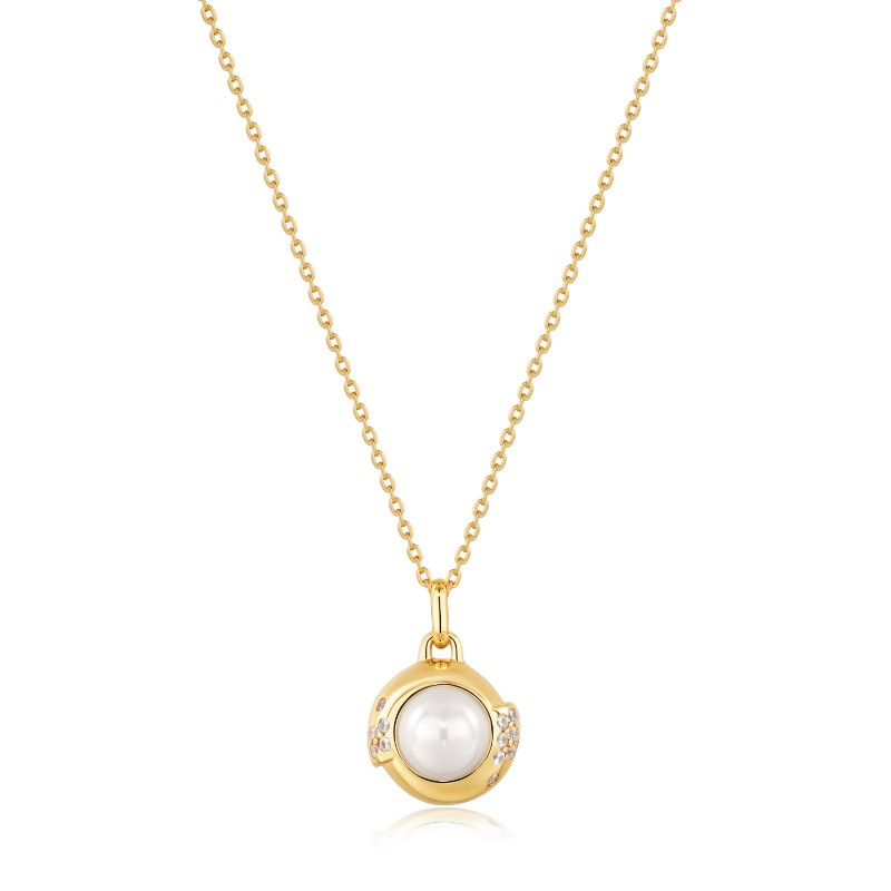 ANIA HAIE 14K GOLD PLATED ON STERLING SILVER PEARL SPHERE PENDANT NECKLACE