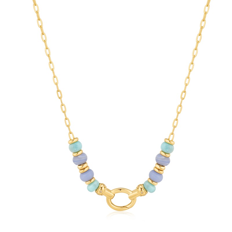 Gold Amazonite And Agate Charm Connector Necklace