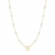 Gold Pearl Chain Charm Connector Necklace