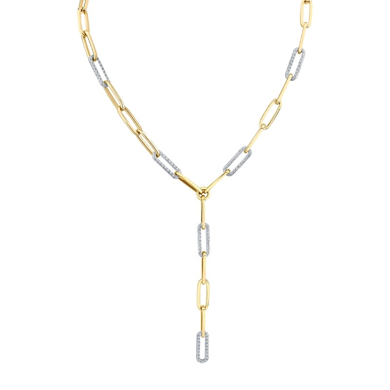 Diamond Paperclip Link Y-Necklace