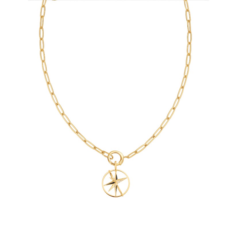 Gold Star Circle Charm Necklace