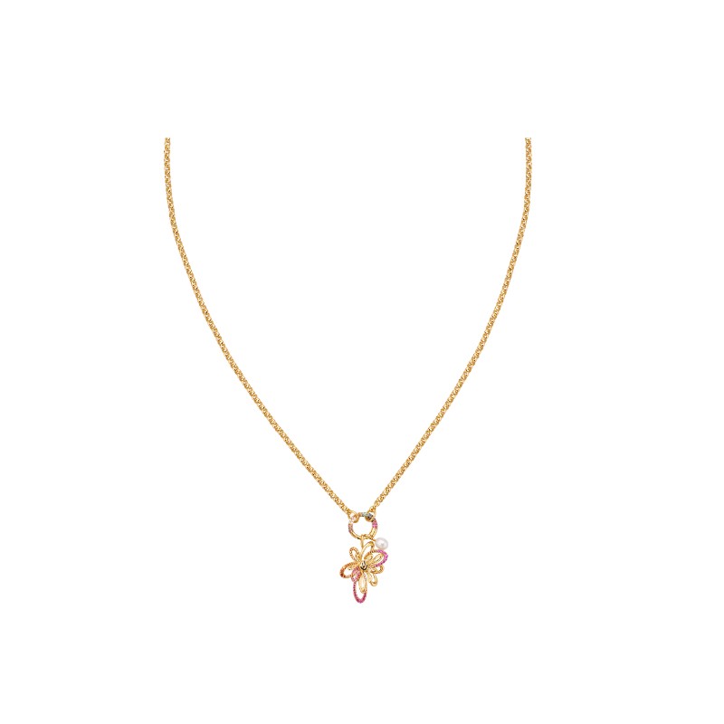 Gold Flower Power Rainbow Charm Necklace