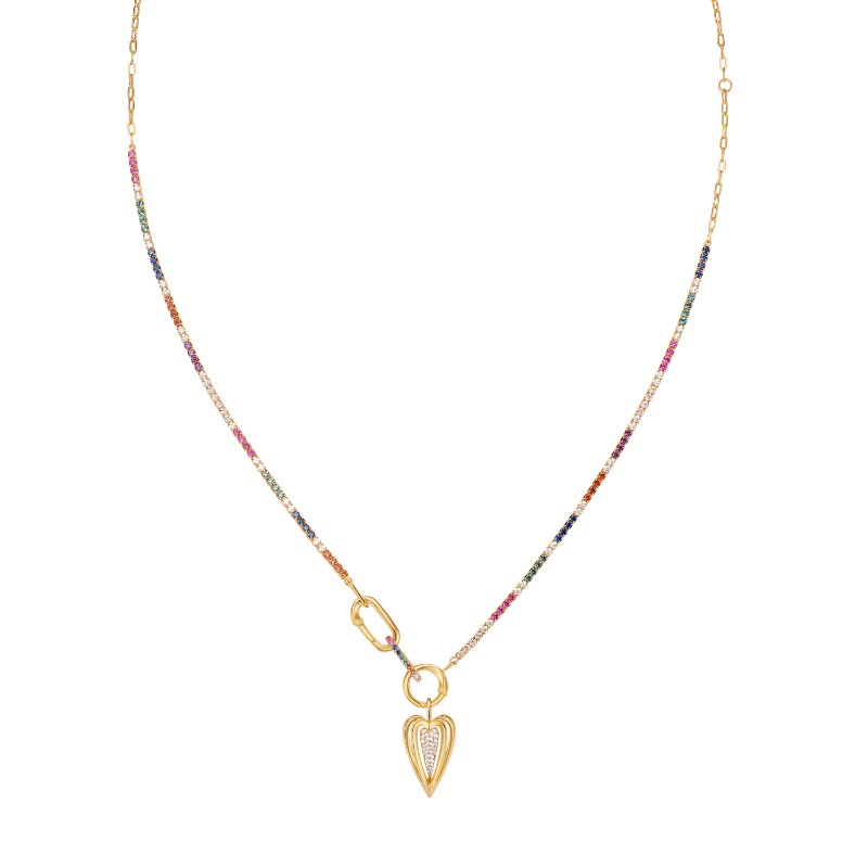 Gold Rainbow Love Charm Necklace