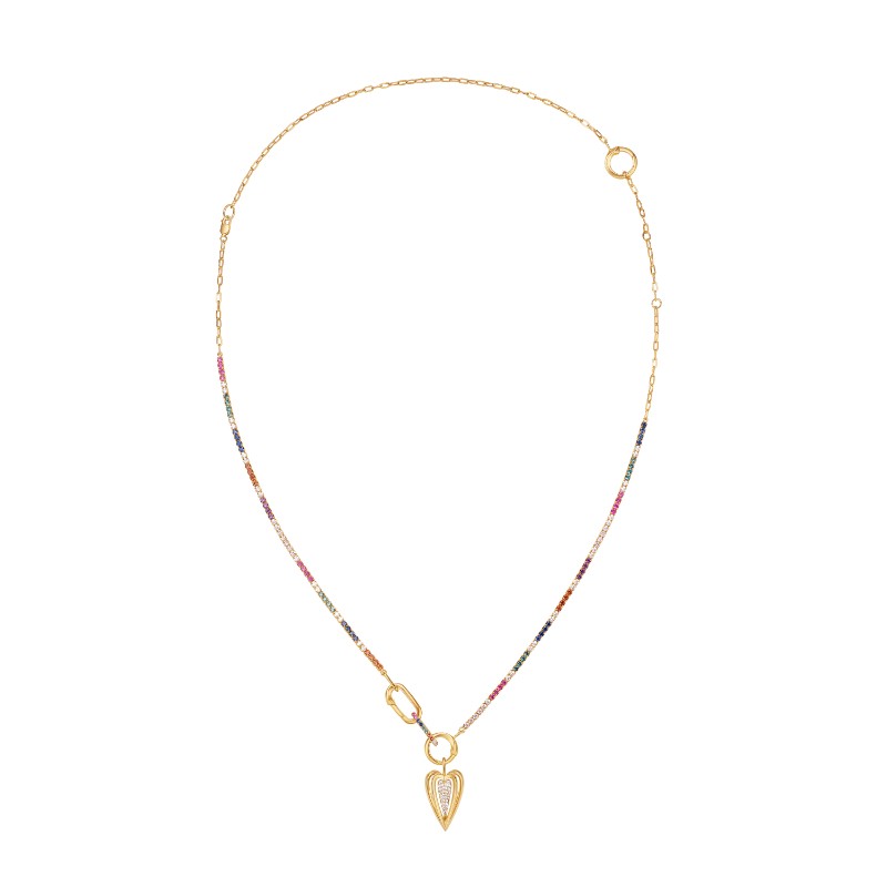 Gold Rainbow Love Charm Extender Necklace