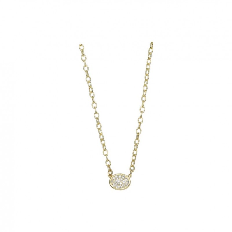 14kt Yellow Gold Oval Diamond Disc Necklace