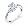 Oval Cut Three Stone Engagement Ring with Baguettes - Leigh Ann