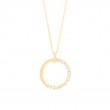 14K YELLOW CIRCLE PENDANT WITH.12CTTW ROUND SI CLARITY & GH COLOR DIAMONDS ON A 17/18