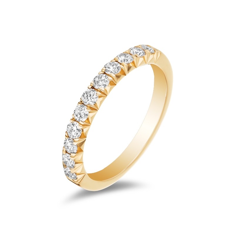 14K Yellow Gold French Pav&eacute; Diamond Band