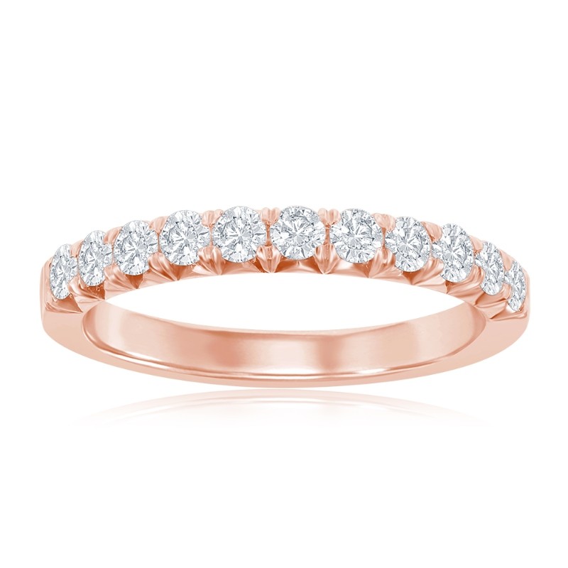 14K Rose Gold French Pav&eacute; Diamond Band