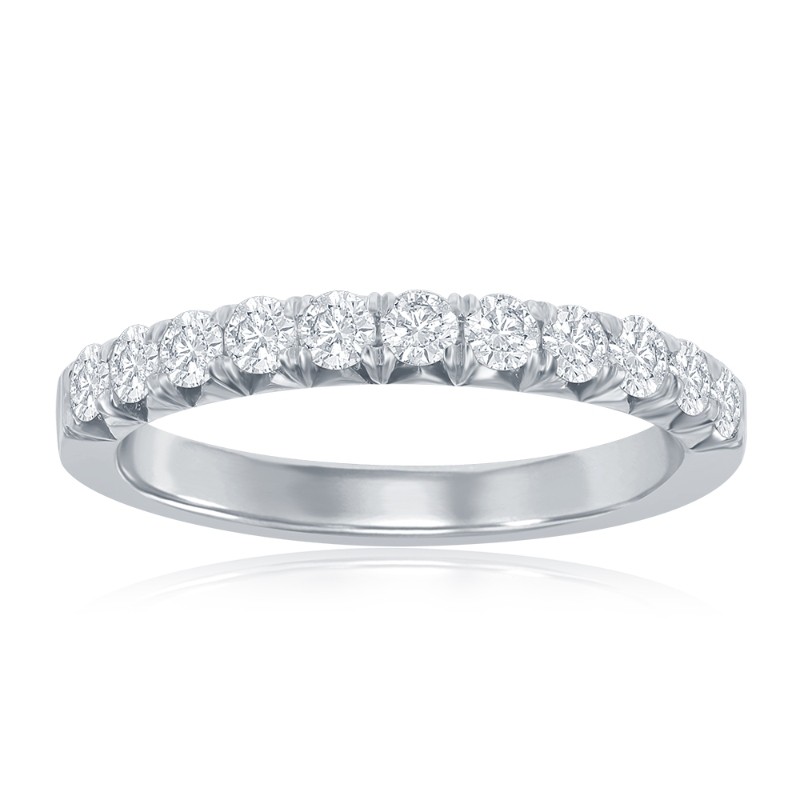 14K White Gold French Pav&eacute; Diamond Band