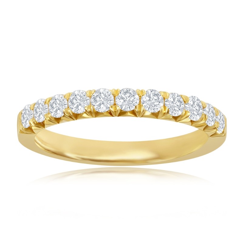 14K Yellow Gold French Pav&eacute; Diamond Band