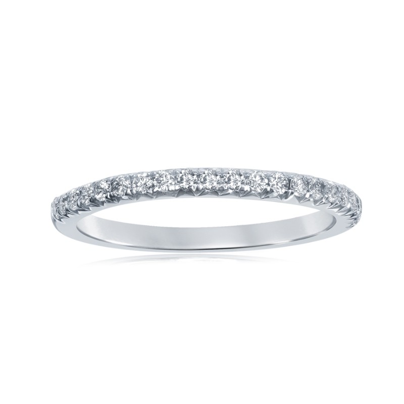 14K White Gold French Pav&eacute; Diamond Band