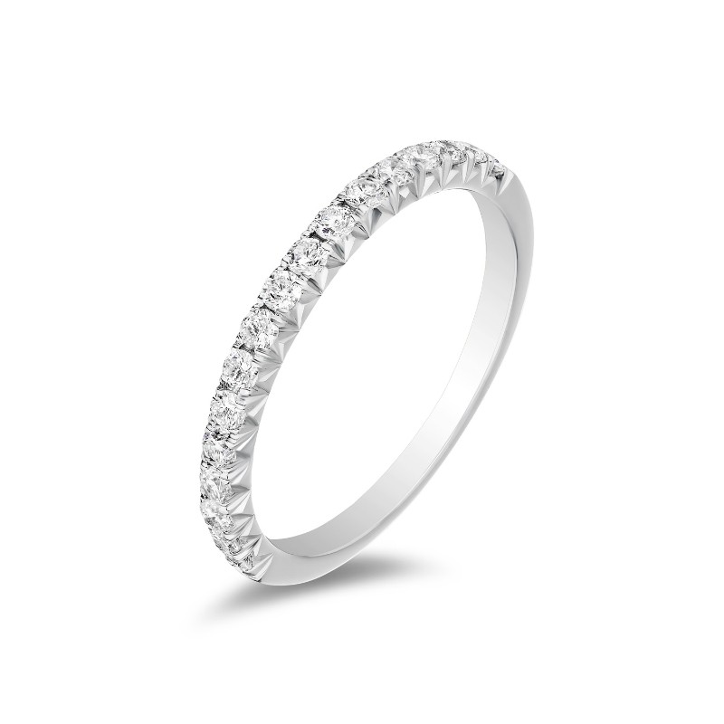 14K White Gold French Pav&eacute; Diamond Band