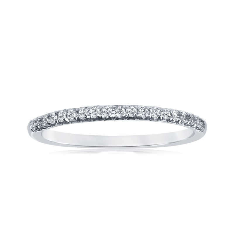 14K White Gold French Pav&eacute; Diamond Band