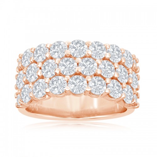 14K Rose Gold Three Row Pav&eacute; Anniversary Band