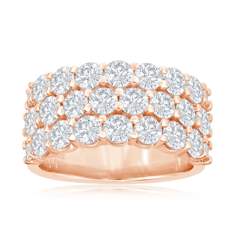 14K Rose Gold Three Row Pav&eacute; Anniversary Band