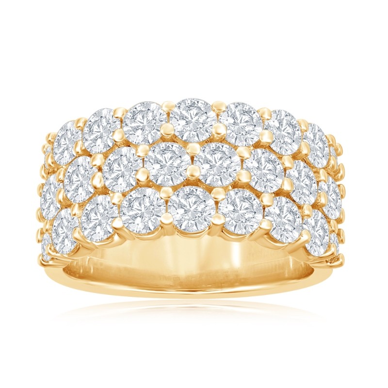 14K Yellow Gold Three Row Pav&eacute; Anniversary Band