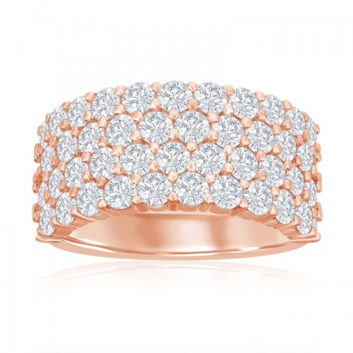 14K Rose Gold Four Row Pav&eacute; Anniversary Band