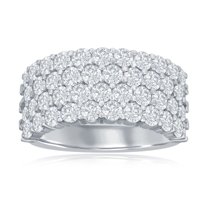 14K White Gold Four Row Pav&eacute; Anniversary Band
