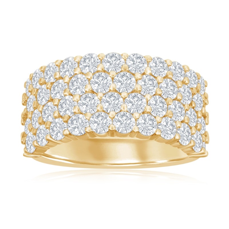 14K Yellow Gold Four Row Pav&eacute; Anniversary Band