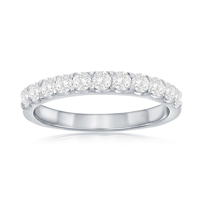 14K White Gold Shared Prong Diamond Band