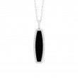 14K WHITE GOLD ELONGATED ONYX PENDANT WITH .12CTTW ROUND SI CLARITY & GH COLOR DIAMONDS SET ON THE EDGE ON A 17/18