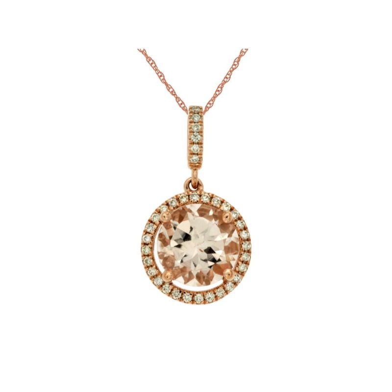 14KR Morganite & Diamond Pendant