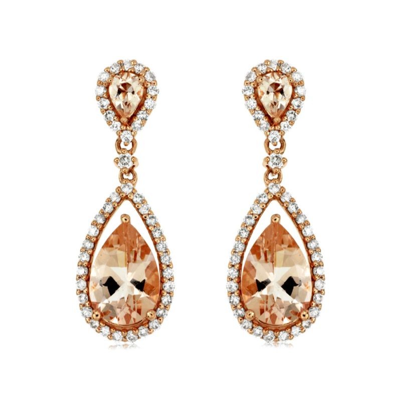 14KR Morganite & Diamond Earrings