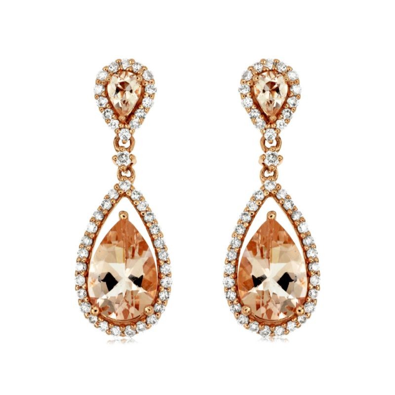 14KR Morganite & Diamond Earrings