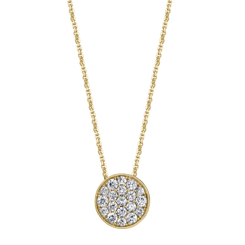 Round Pave Diamond Necklace