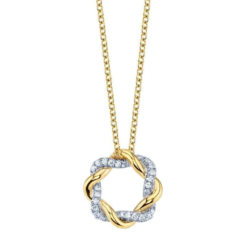 Two-Tone Diamond Swirl Pendant