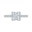 Round Diamond Floral Engagement Ring in 14K White Gold