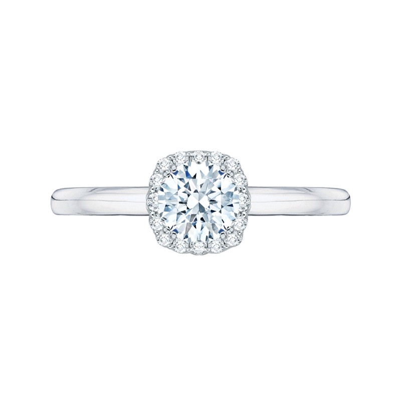 Round Diamond Halo Engagement Ring in 14K White Gold