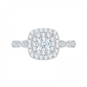 Diamond Double Halo Engagement Ring in 14K White Gold