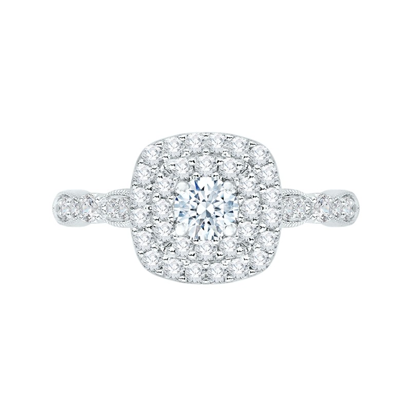 Diamond Double Halo Engagement Ring in 14K White Gold