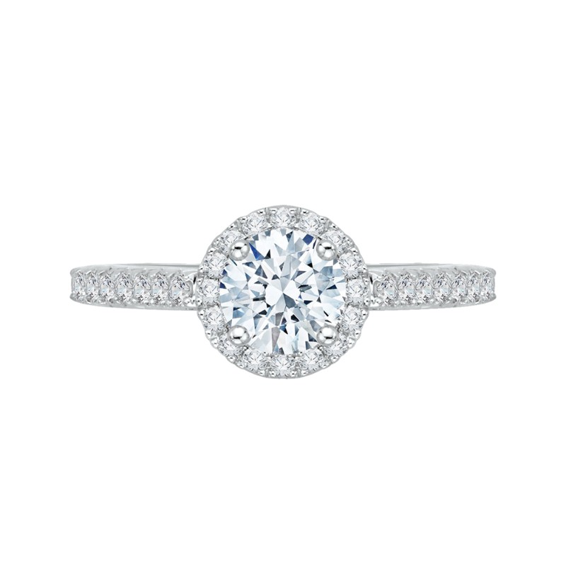 Diamond Halo Engagement Ring in 14K White Gold