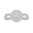 Round Diamond Double Halo Engagement Ring with Split Shank In 14K White Gold
