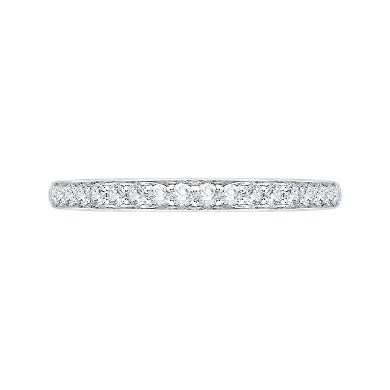 Round Diamond Half-Eternity Wedding Band in 14K White Gold