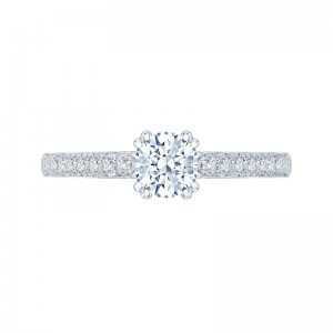 Diamond Cathedral Style Engagement Ring in 14K White Gold