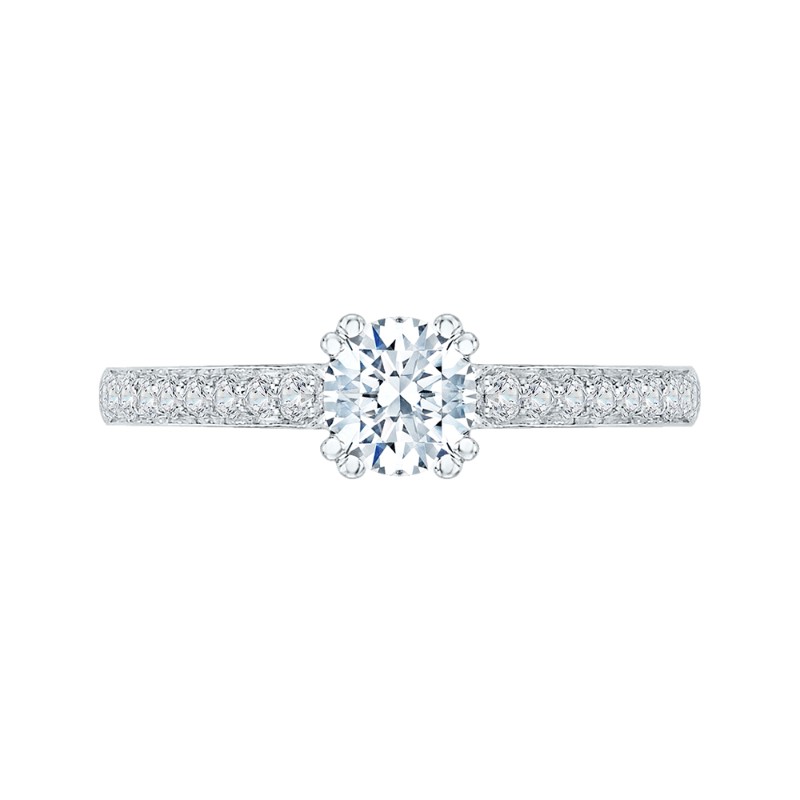 Diamond Cathedral Style Engagement Ring in 14K White Gold