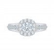 Split Shank Diamond Halo Engagement Ring Set in 14K White Gold