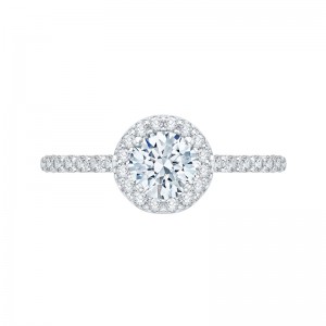 Diamond Halo Engagement Ring in 14K White Gold