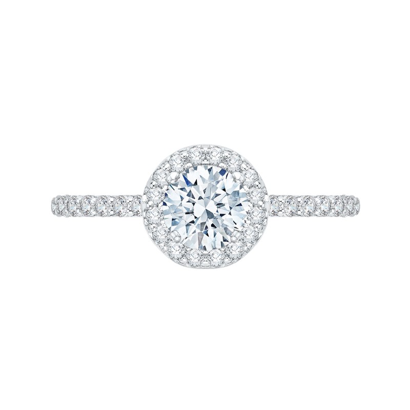 Diamond Halo Engagement Ring in 14K White Gold