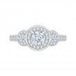 Diamond Three-Stone Halo Engagement Ring in 14K White Gold