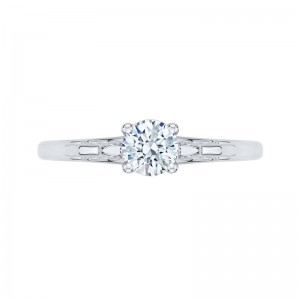 Diamond Solitaire Petite Engagement Ring in 14K White Gold