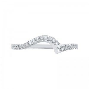 Diamond Curved Wedding Band in 14K White Gold