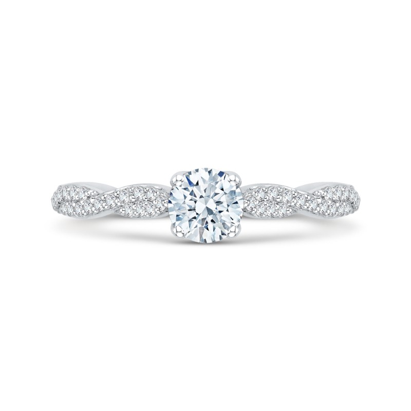 Diamond Floral Engagement Ring in 14K White Gold